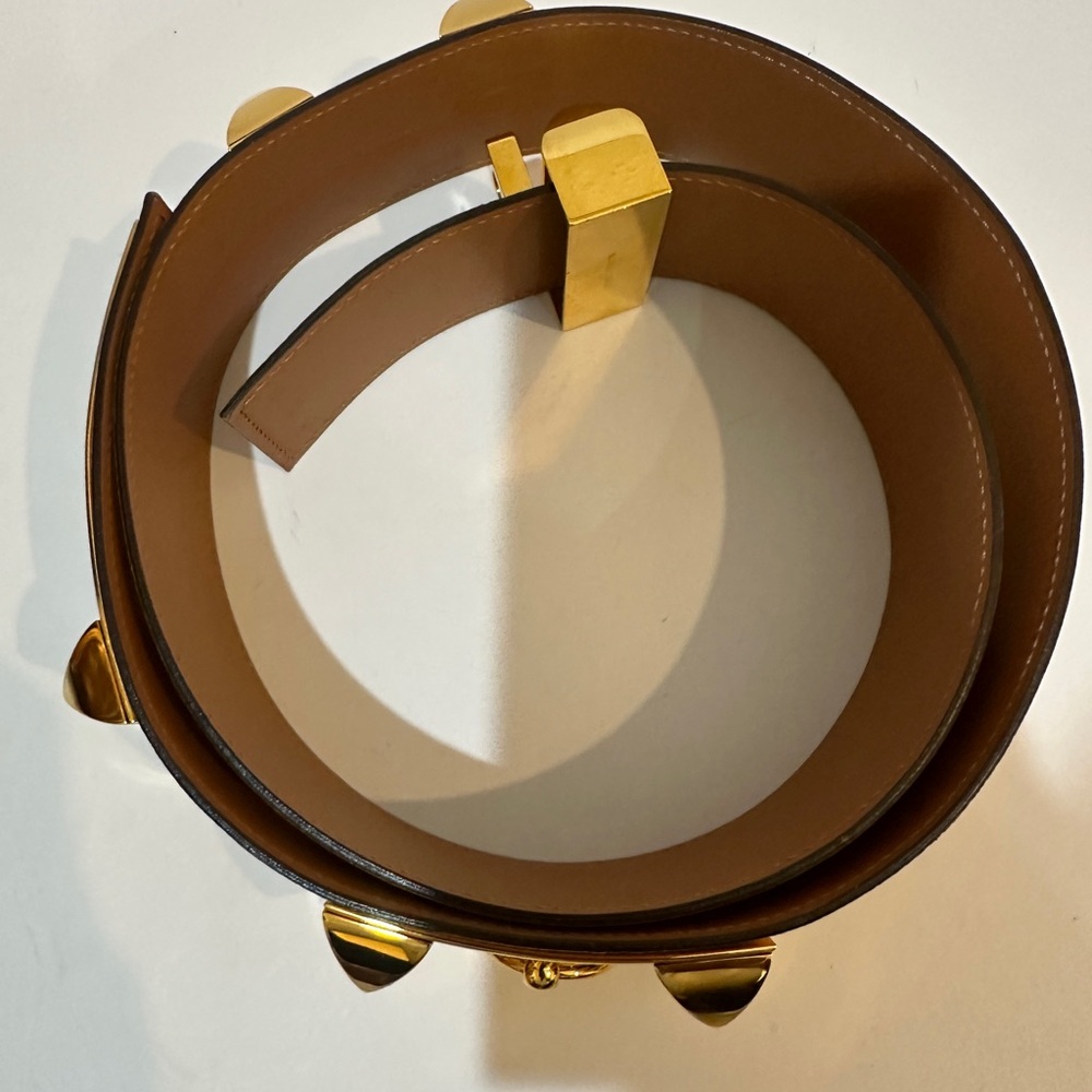 Hermes CDC Collier de Chien Belt 85 Jaune Ambre Epsom GHW Gold Plated - Picture 15 of 17